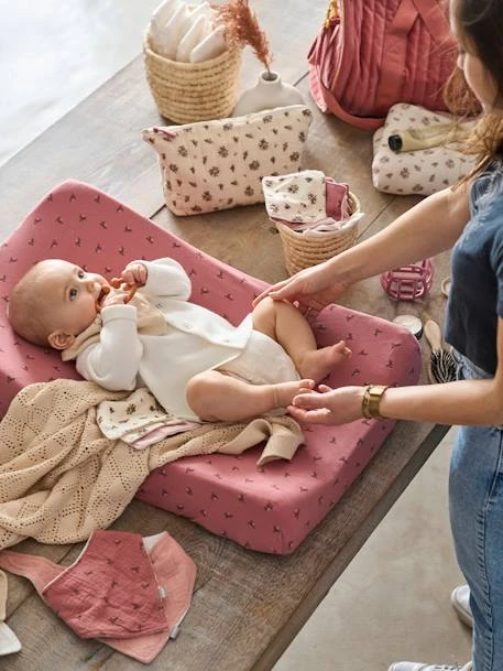 Housse De Matelas à Langer En Jersey Bois De Rose Imprimé - Vertbaudet 2 Housse De Matelas à Langer En Jersey Bois De Rose Imprimé - Vertbaudet – Image 2