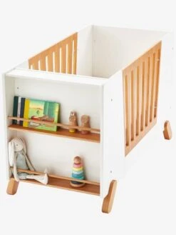 Lit Bébé Avec Barrière Amovible + Rangement Bibliothèque LIGNE PIROUETTE Blanc - Vertbaudet -vertbaudet Boutique lit bebe avec barriere amovible rangement bibliotheque ligne pirouette 3