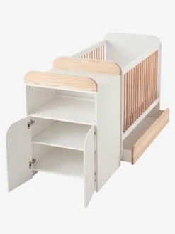 Lit Combiné évolutif Avec Rangements Et Table à Langer LIGNE ECLIPSE Blanc / Bois - Vertbaudet -vertbaudet Boutique lit combine evolutif avec rangements et table a langer ligne eclipse 2
