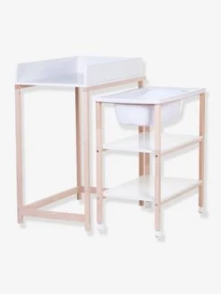 Table à Langer Avec Baignoire Intégrée CHILDHOME Blanc/bois - Childhome